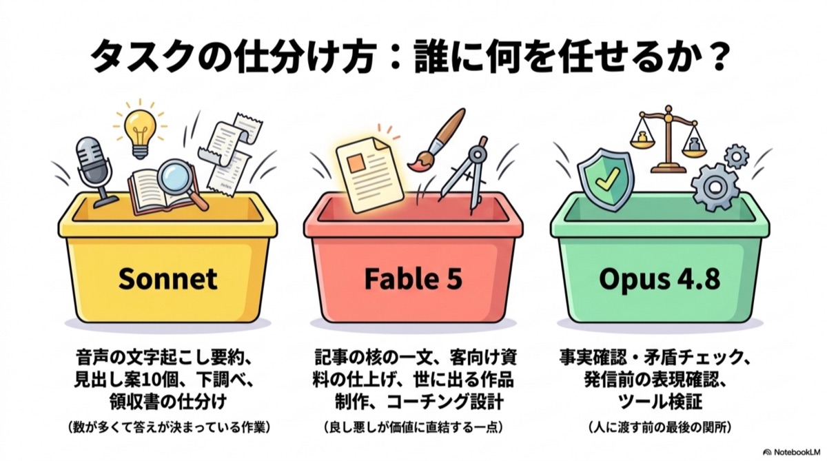 基本の形は1つの作業を下準備・本番・チェックの3工程のバケツリレーにすること