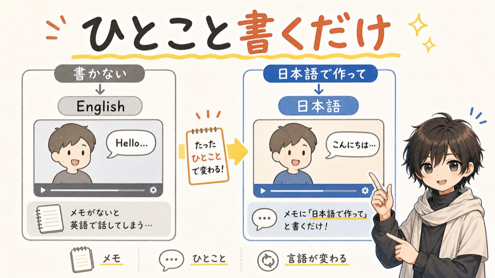 一言書き添えるかどうかで出てくる動画の言語が変わる