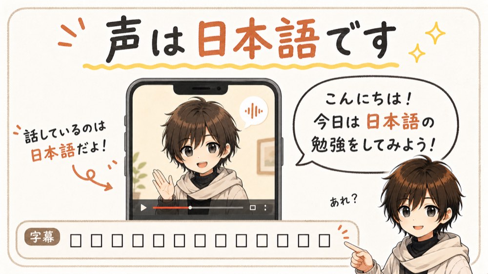 声は日本語なのに字幕だけが四角になる