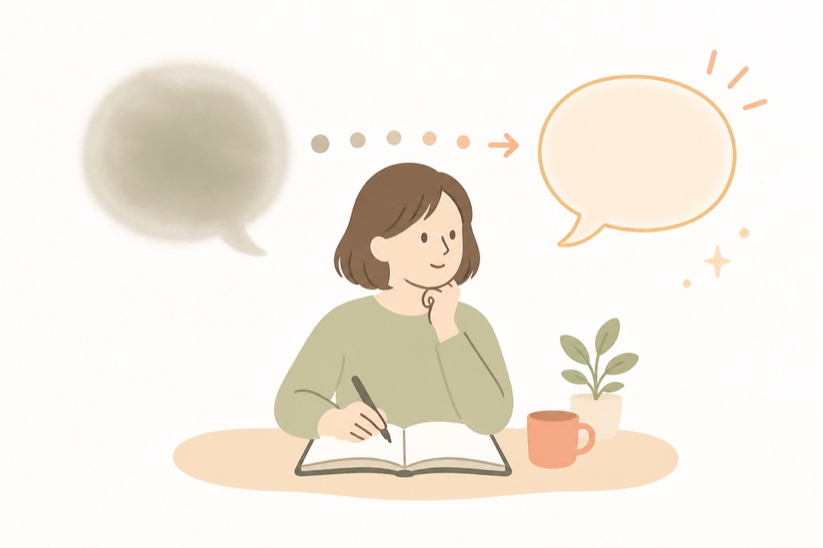 自分の中の言葉を、相手やAIに伝わる形に翻訳するイメージ