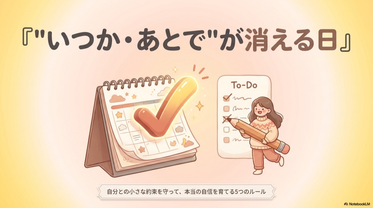 「自分との約束」が守れない人へ。後回し癖を消す5つのルール