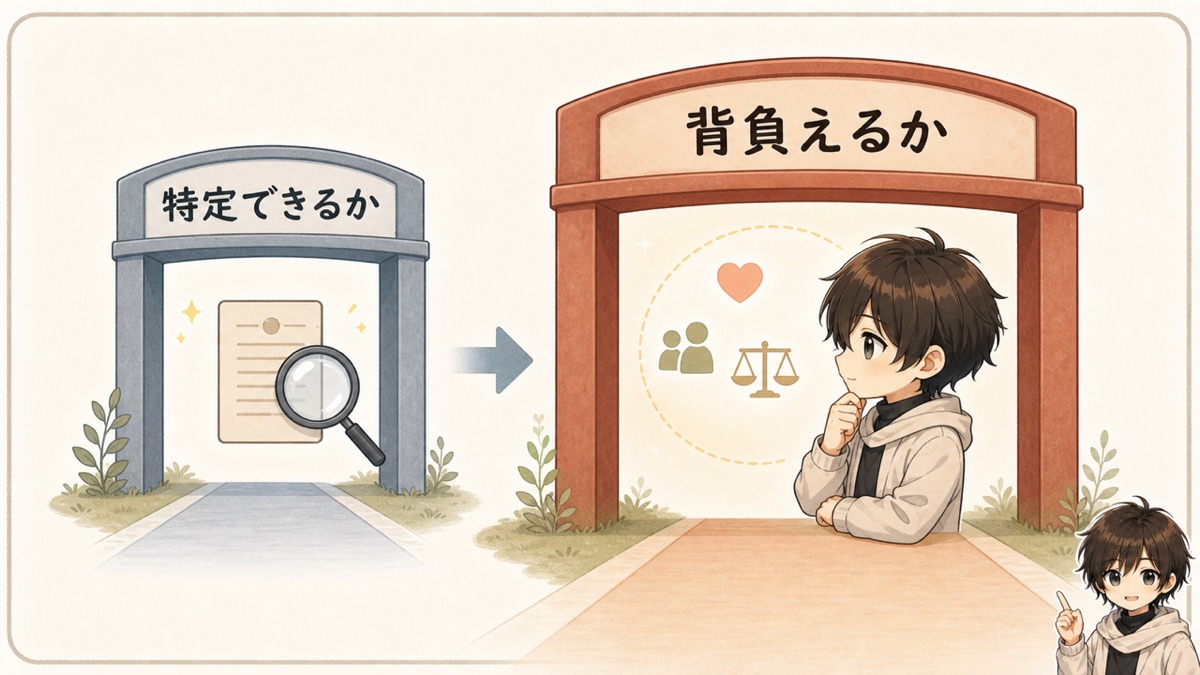 1段目は個人が特定できるか、2段目は漏れたとき自分が背負いきれるか