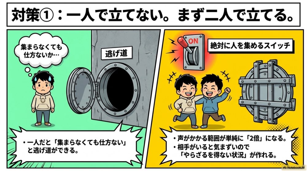 一人で立てない。二人で立てる