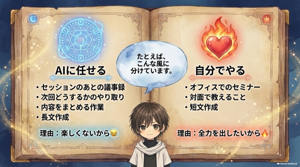 AIに任せることと、自分でやることの一覧